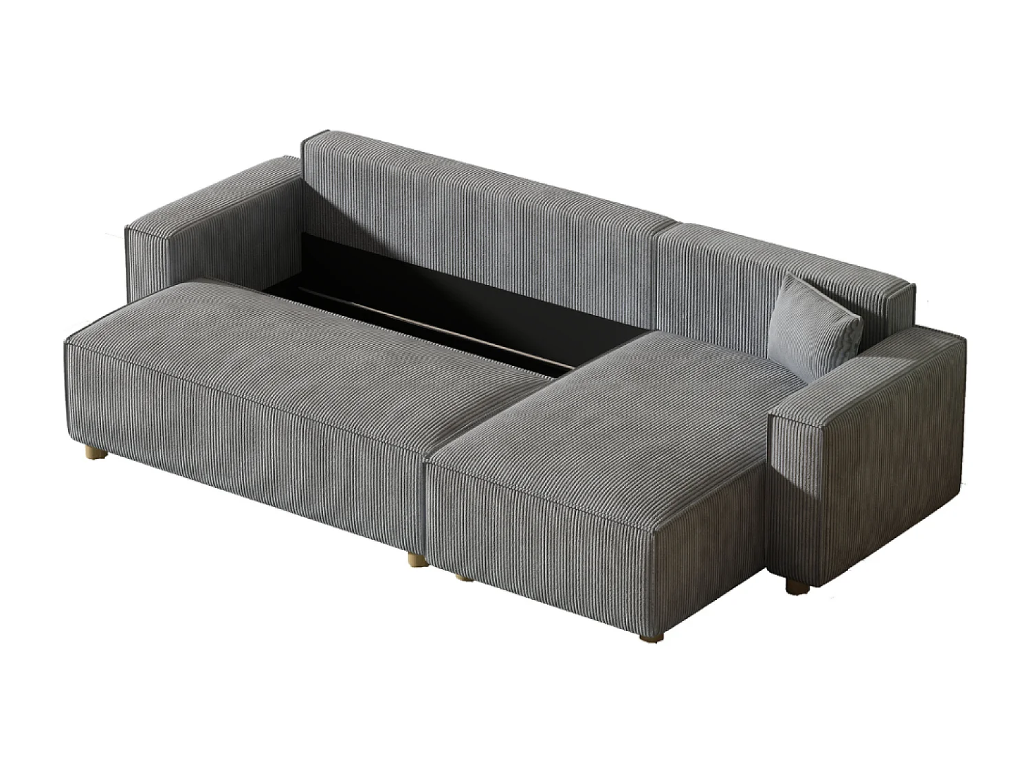 Canapé convertible d'angle en velours côtelé gris clair COSY