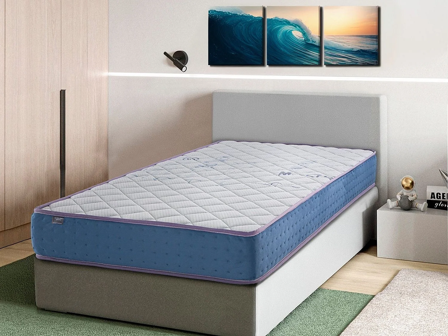 Matelas 90X180 LIT ENFANTS Épaisseur 18 CMRYO RESSORTS - Ressorts ensachés, Mousse , Ergonomique et respirant, idéal pour les lits gigognes et lit cabane