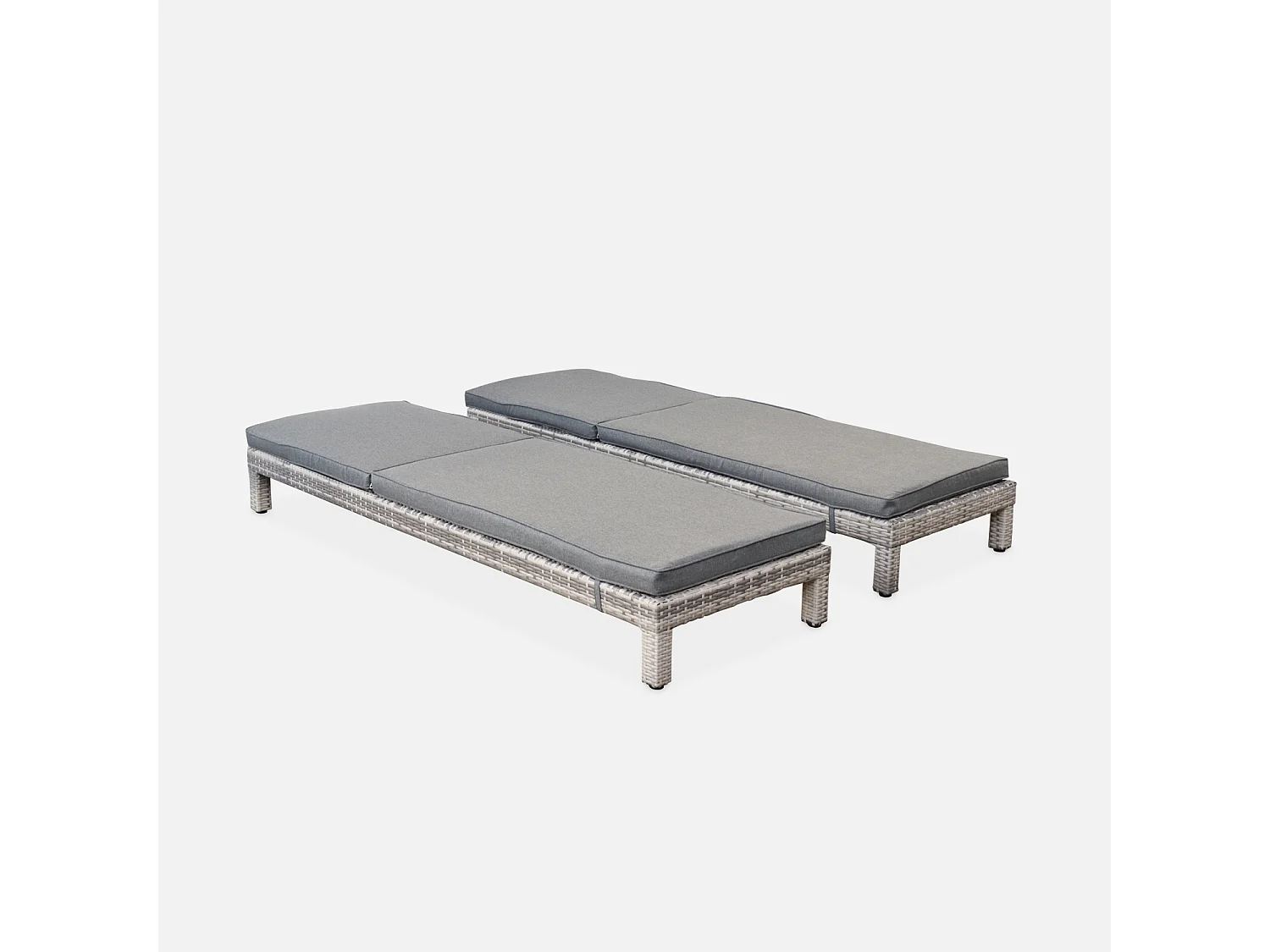 Tumbona multiposición de resina tejida, set de 2 varios tonos de