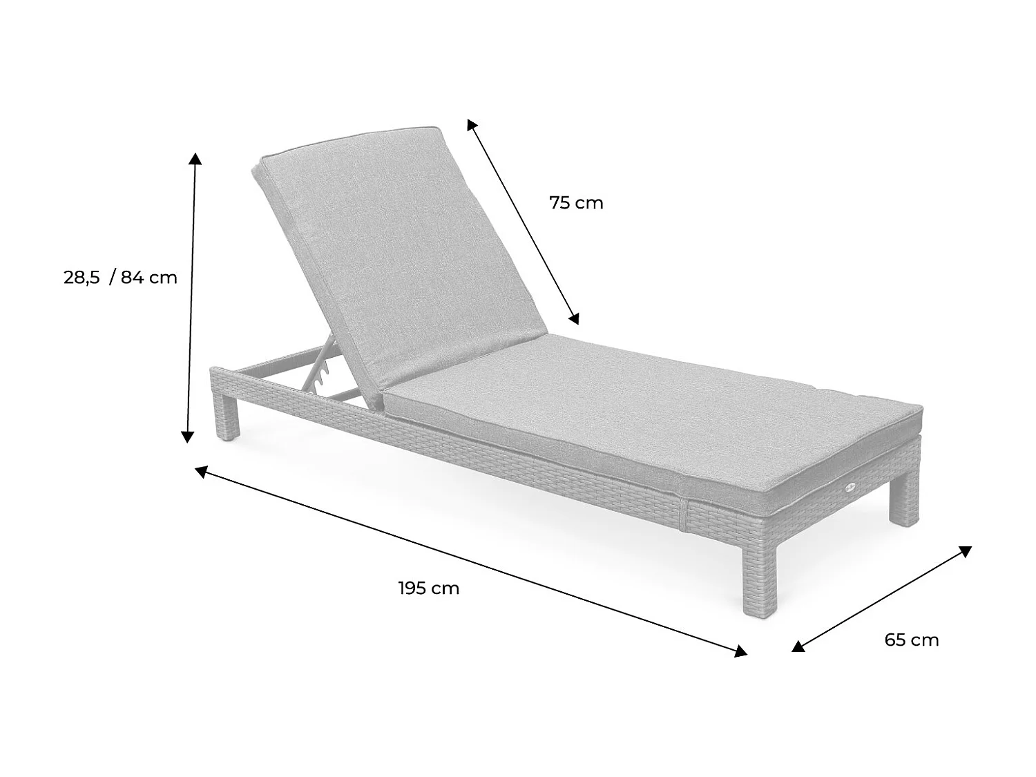 Tumbona multiposición de resina tejida, set de 2 varios tonos de