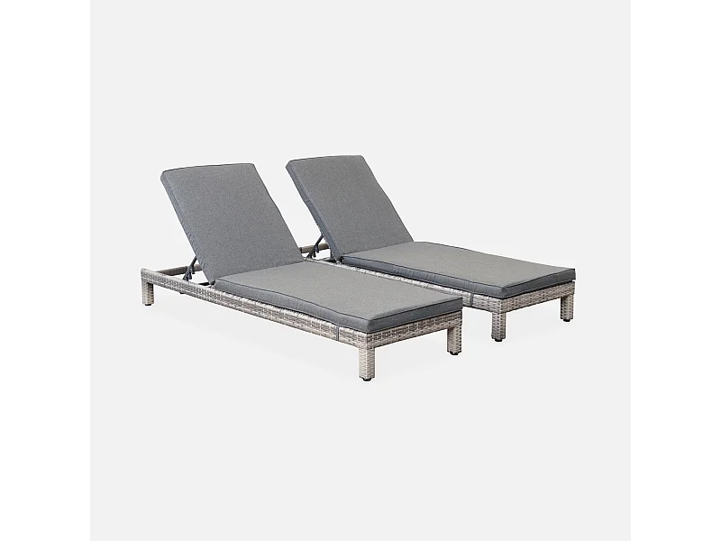 Tumbona multiposición de resina tejida, set de 2 varios tonos de