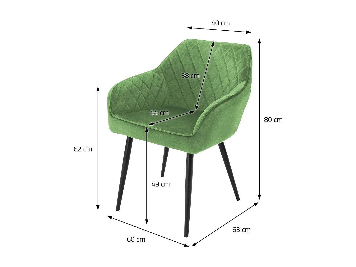 Juego de 6 sillas de comedor tapizadas en terciopelo y sillones verde salvia