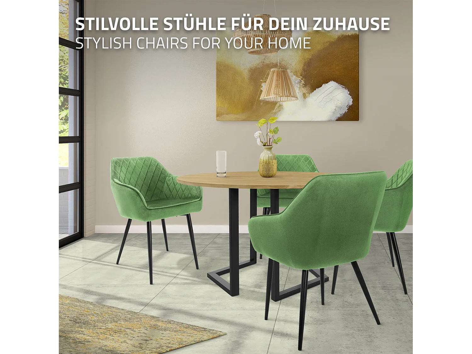 Lot de 6 chaises de salle à manger vert sauge assise dossier et accoudoirs ergonomiques revêtement en velours doux pieds noir en acier design moderne
