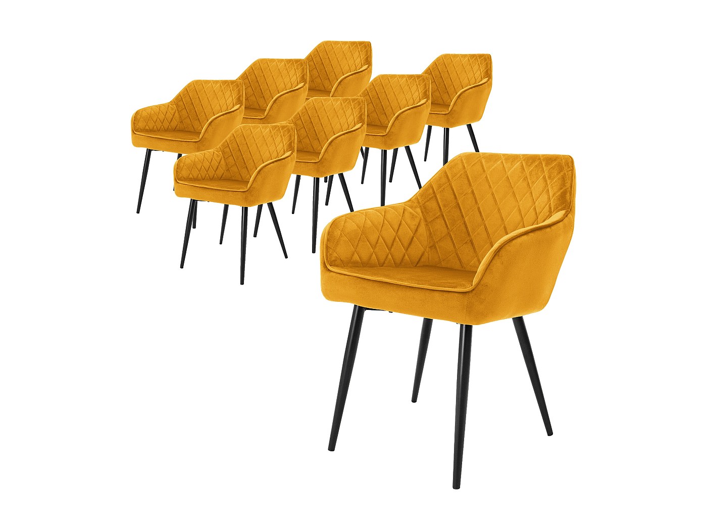 Lot De 2 Chaises Salle à Manger Rembourrées Velours Moutarde – Style Moderne, à Assembler