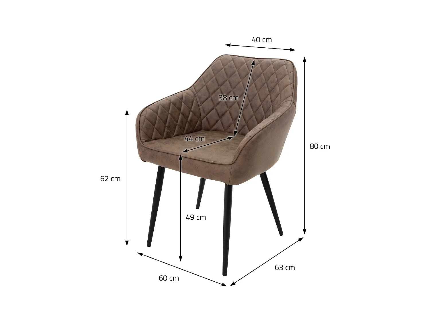 Lot 6x chaises de salle à manger fauteuils salon en matériau synthétique marron