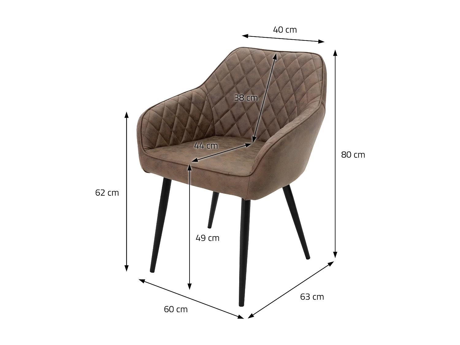 Lot 6x chaises de salle à manger fauteuils salon en matériau synthétique marron