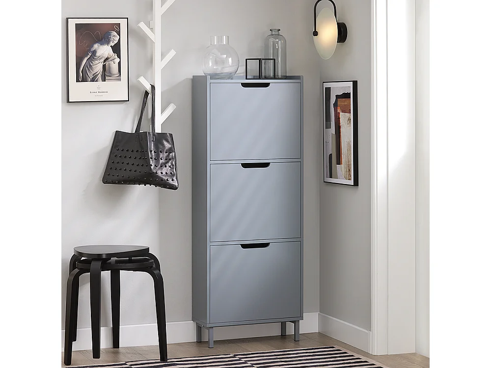Zapatero Estrecho con 3 Solapas Organizador para Zapatos de Entrada 50 x 19 x 129 cm Gris FSR151-H-HG SoBuy ES