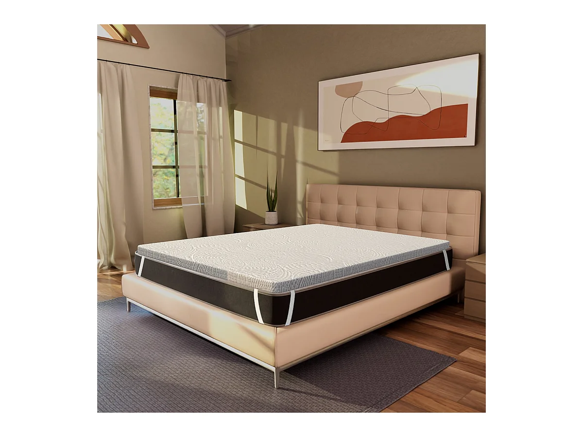 Surmatelas en MemoryFoam 160x190 - haut de 5 cm, déhoussable, zones différenciées | Topper One H5