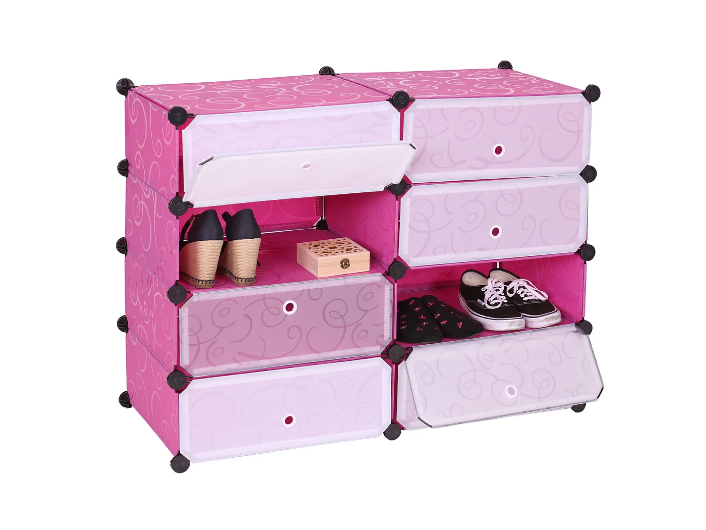 Armoire à chaussures MCW-B66, 8 compartiments,  rose