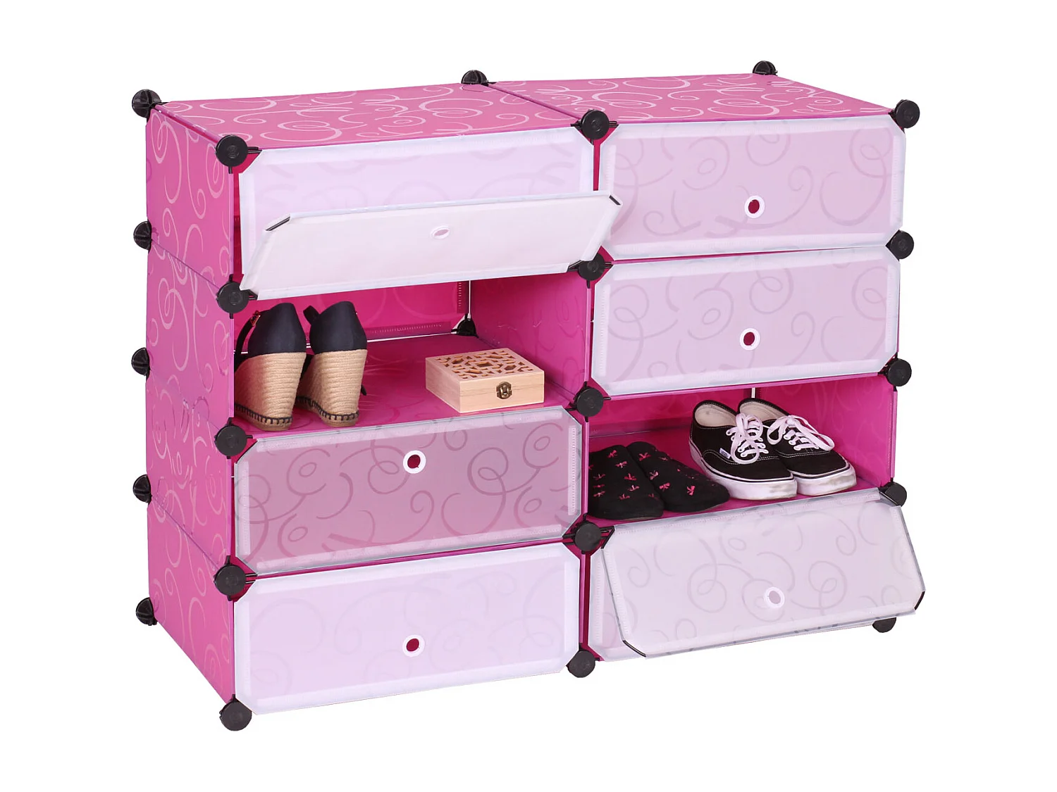MCW-B66 shoe cabinet, 8 compartments,  Pink