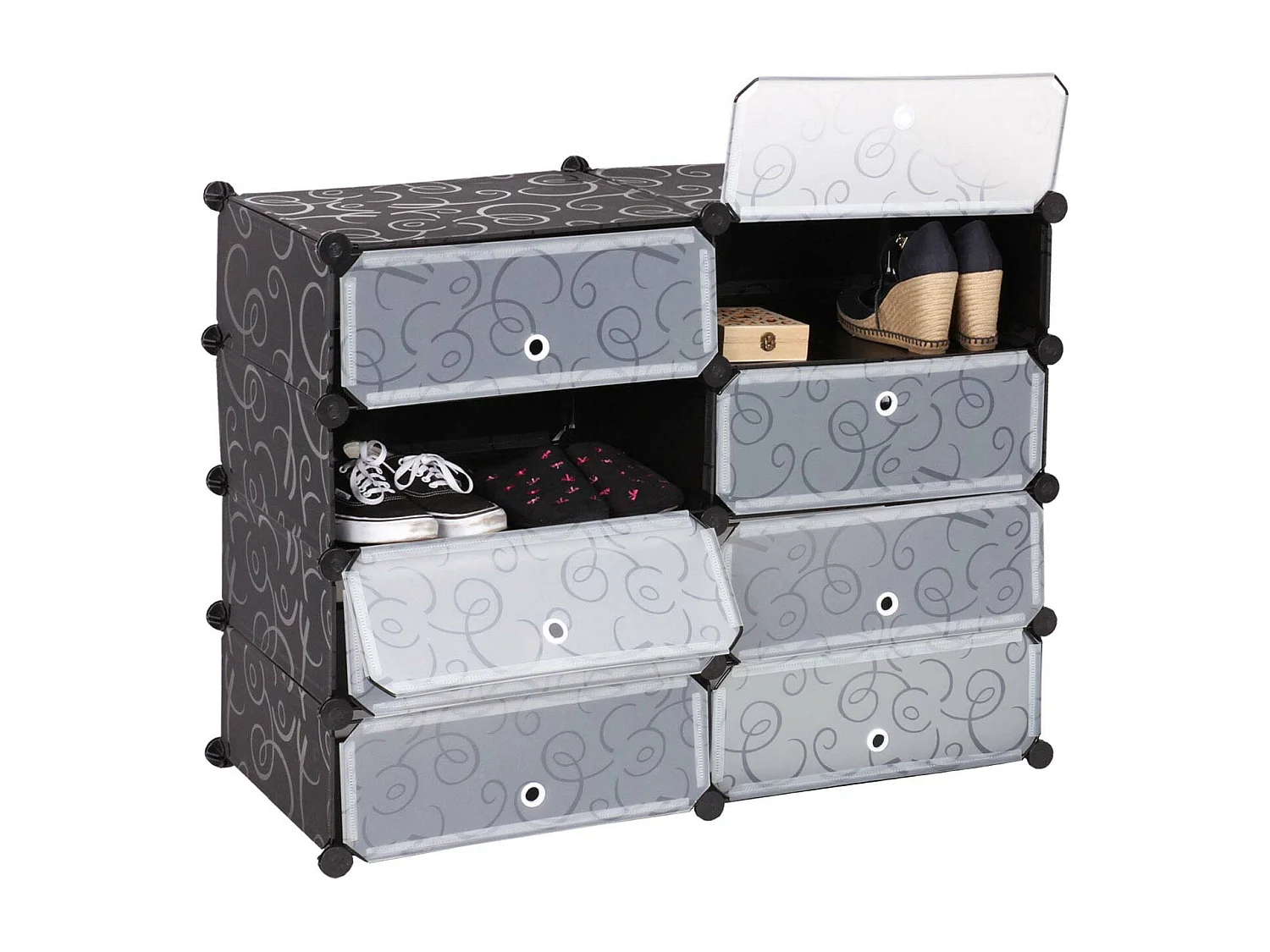 Scarpiera scaffale modulare MCW-B66 8 scomparti multiuso 73x92x36cm ~ nero