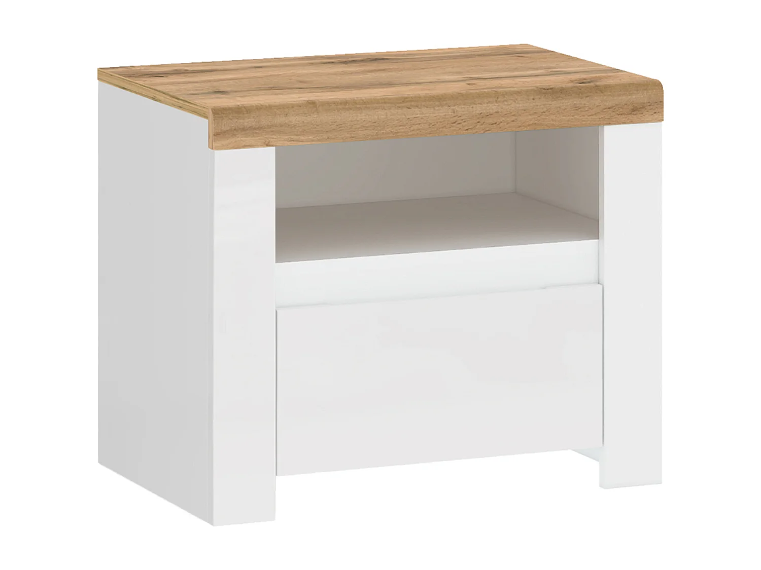 Nachttisch - Glas Weiß/Eiche Wotan Dekor - DAMINO