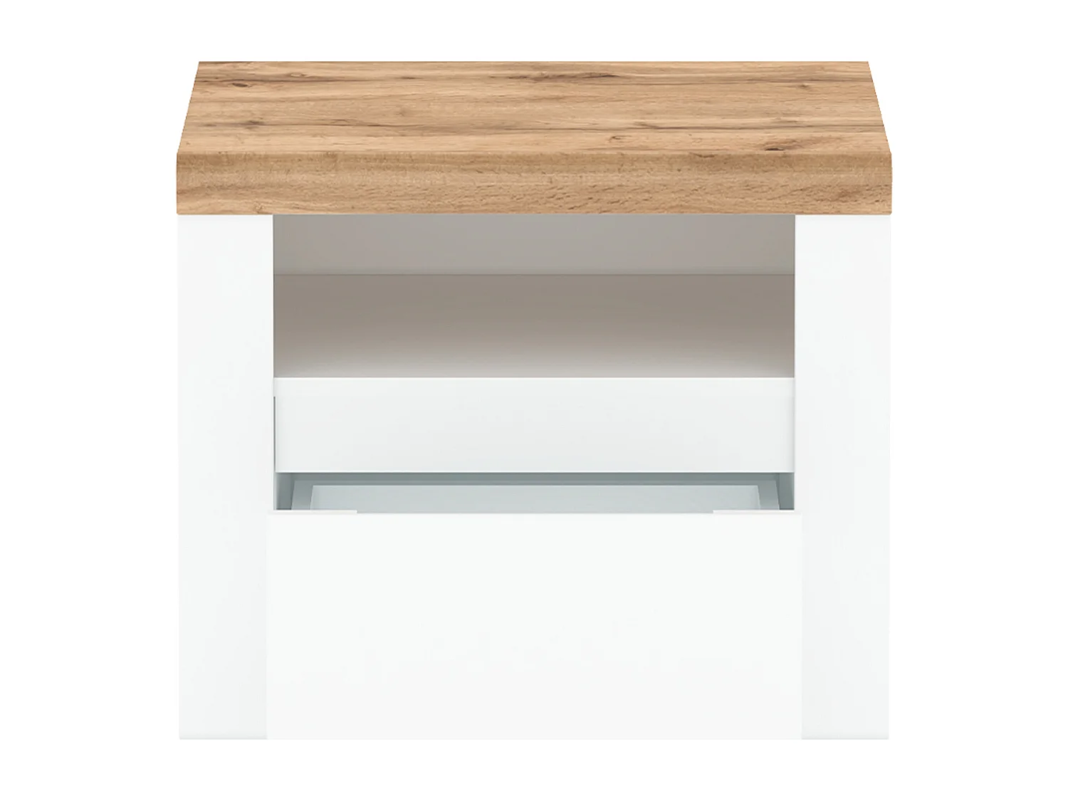 Nachttisch - Glas Weiß/Eiche Wotan Dekor - DAMINO