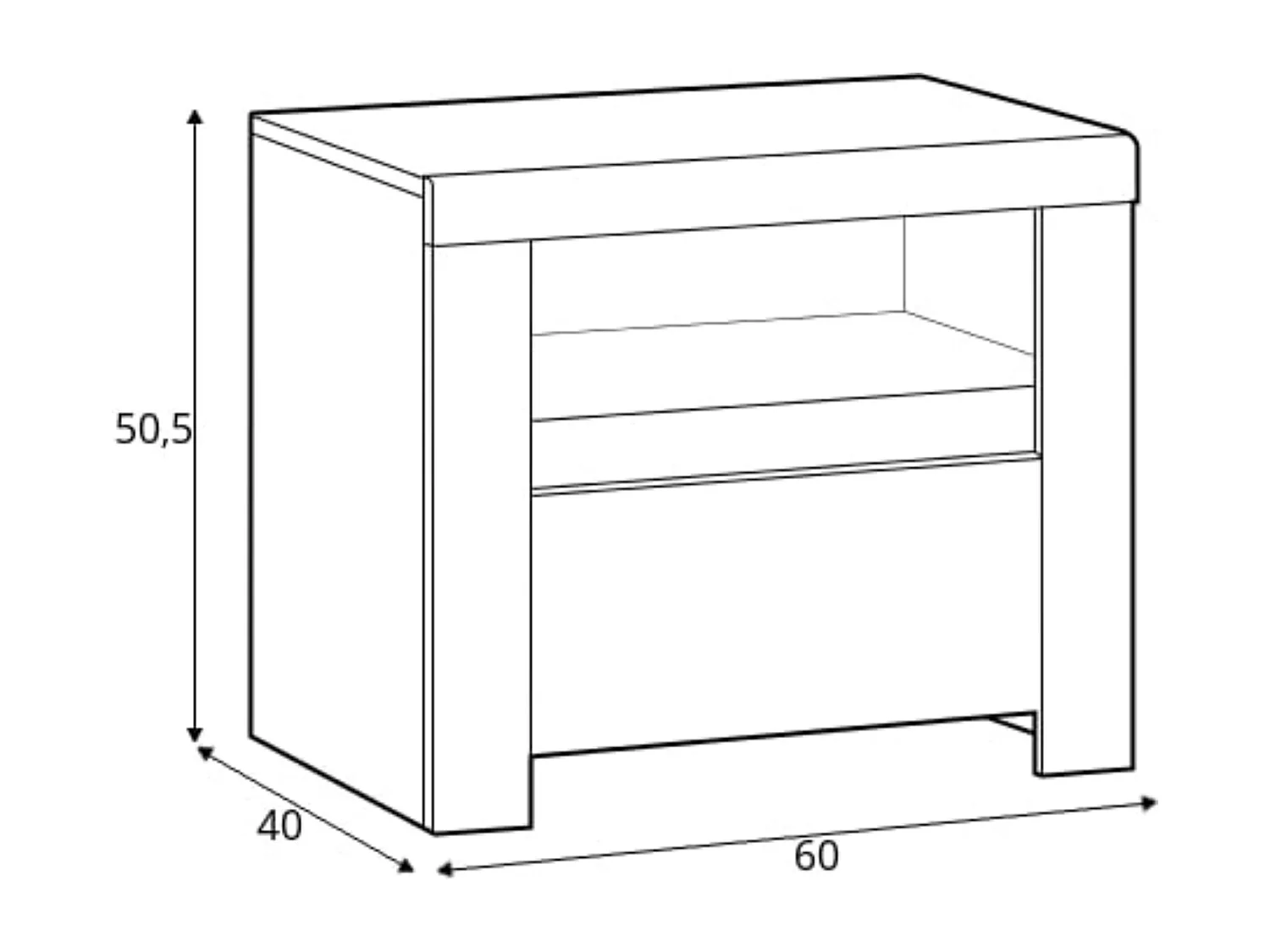 Nachttisch - Glas Weiß/Eiche Wotan Dekor - DAMINO