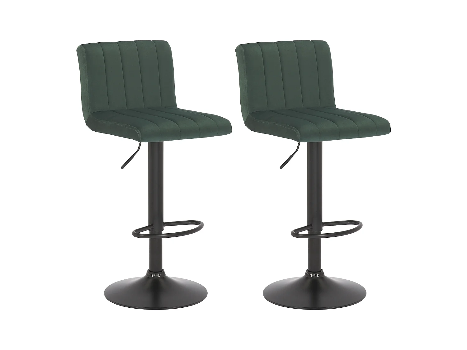 Lot de 2  Tabouret de bar - Velours & Métal noir mat - Vert - Jamie