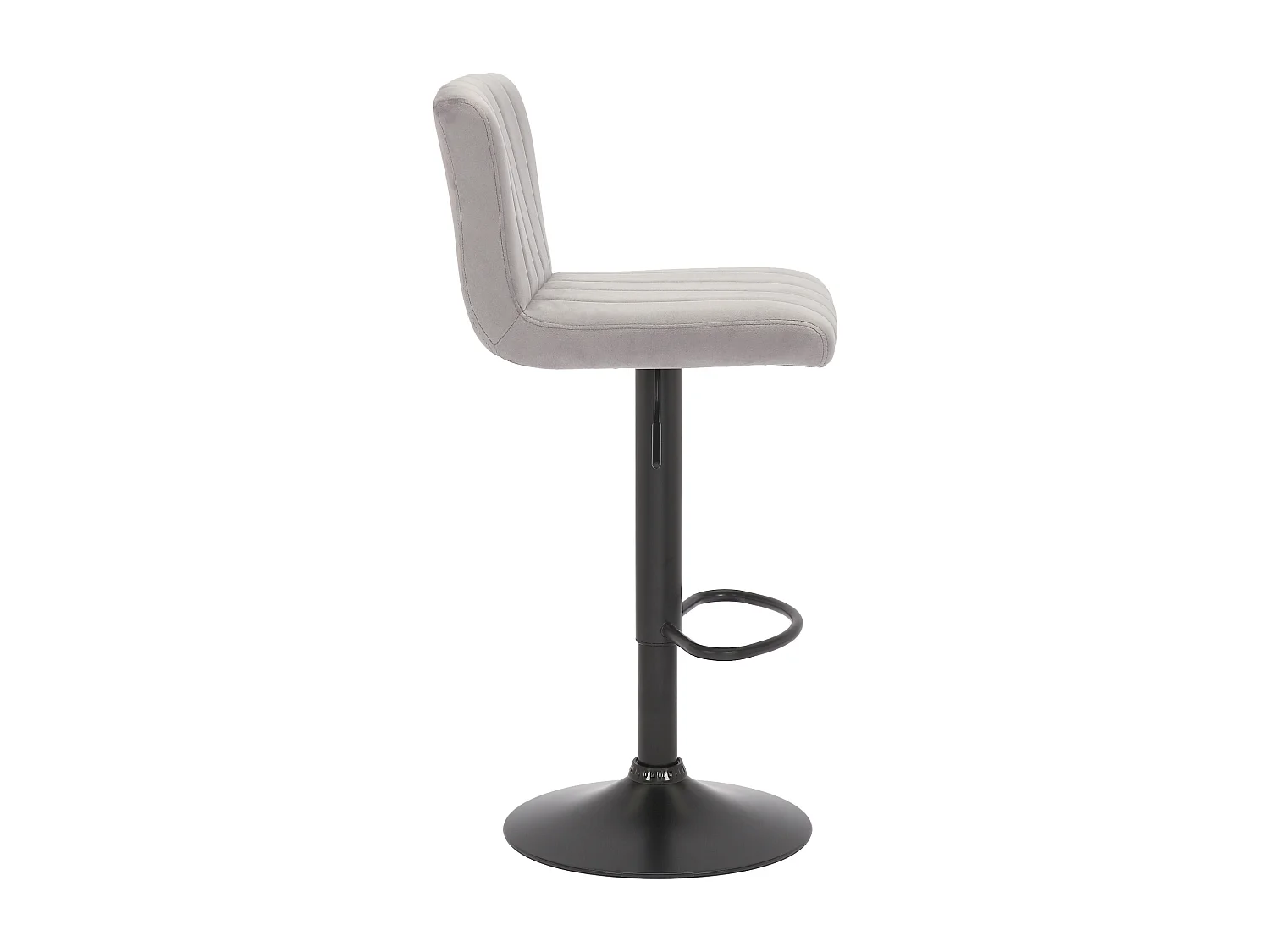 Lot de 2  Tabouret de bar - Velours & Métal noir mat - Gris - Jamie