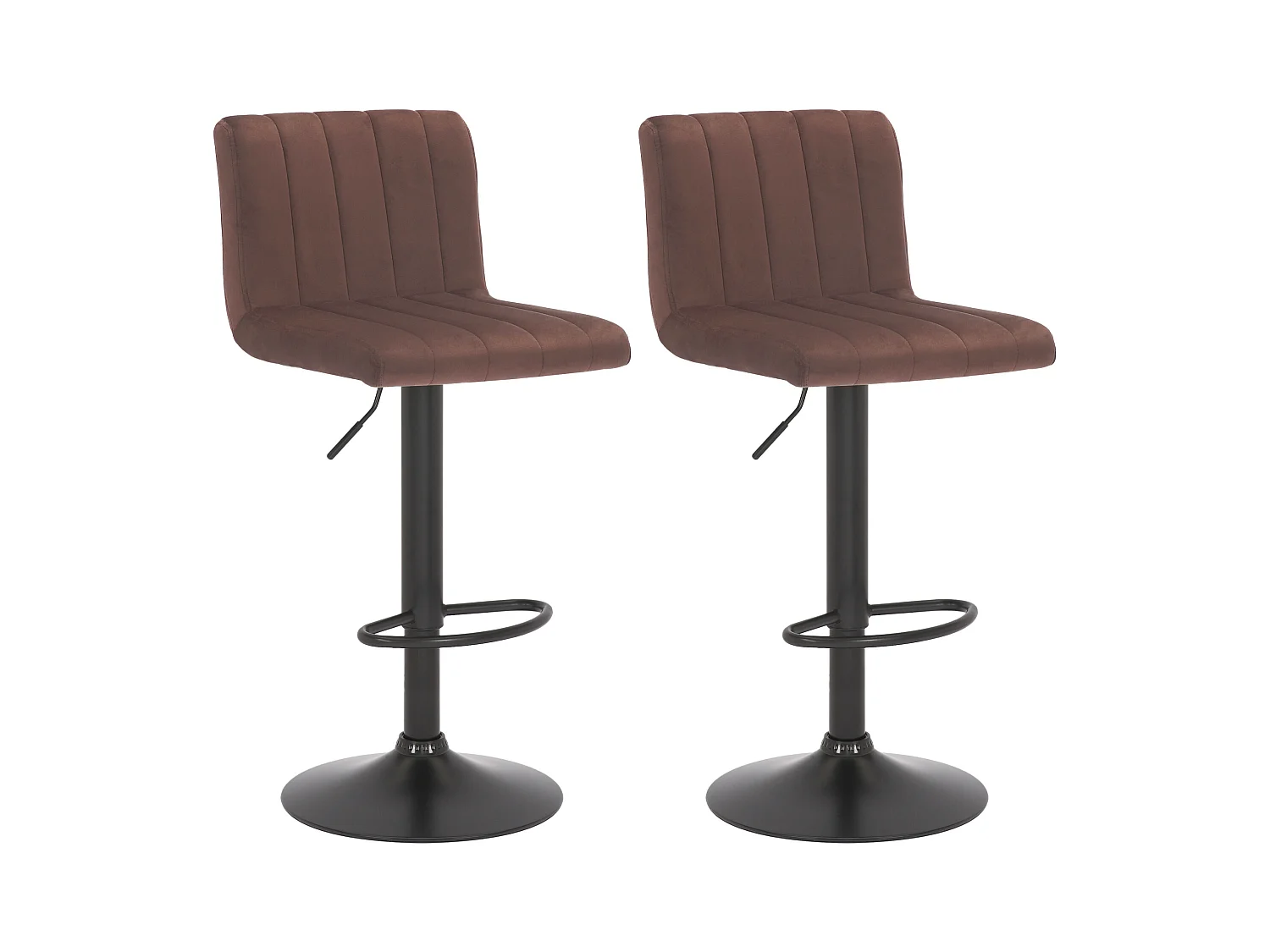 Lot de 2  Tabouret de bar - Velours & Métal noir mat - Marron - Jamie