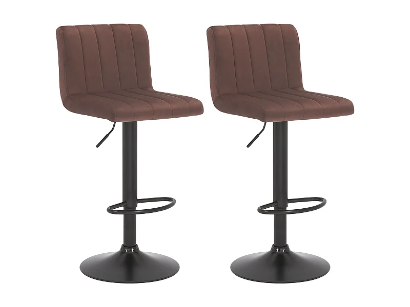 Lot de 2  Tabouret de bar - Velours & Métal noir mat - Marron - Jamie