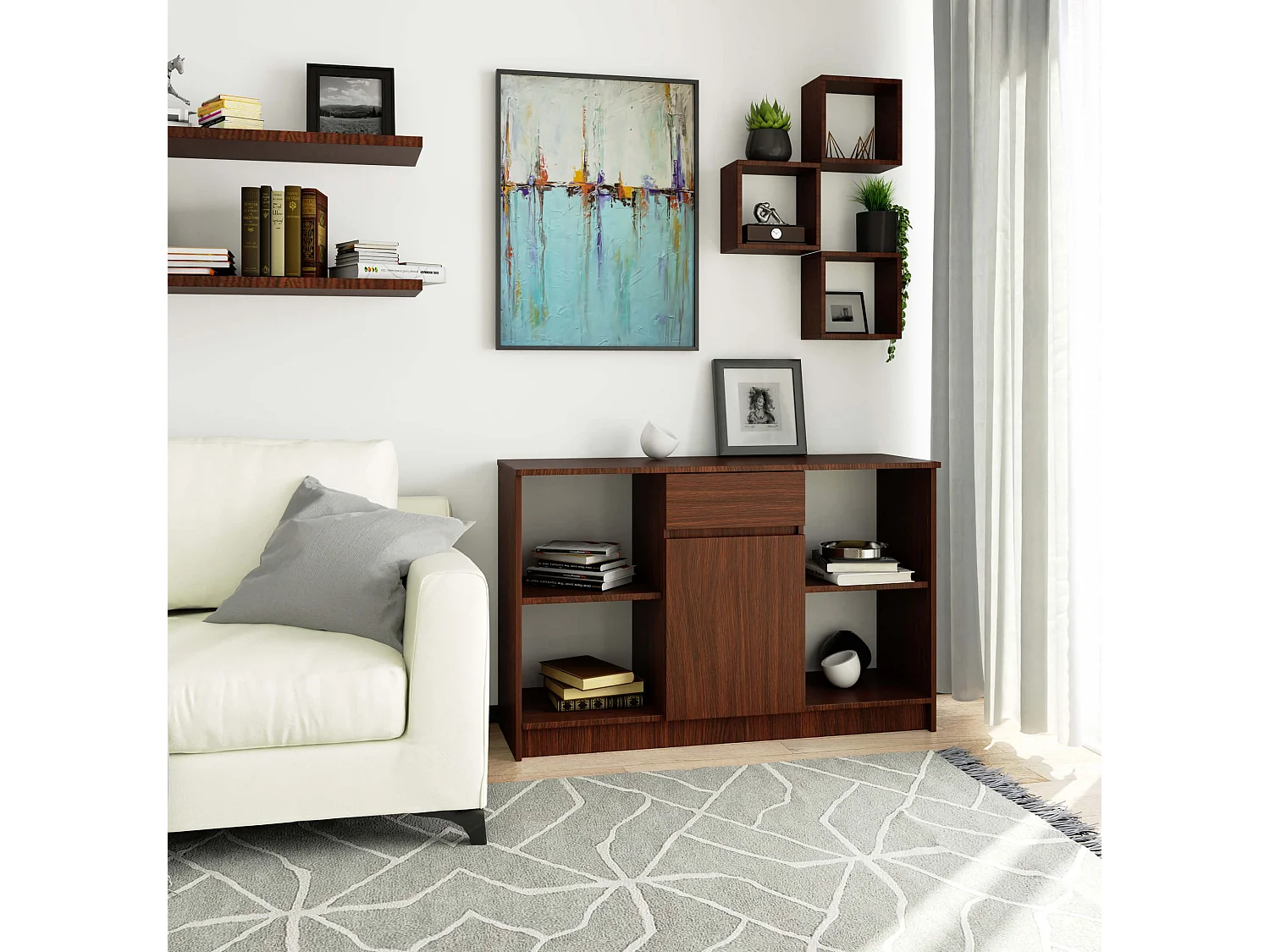 Ladekast B-17 met 1 Lade en 6 Planken / AKORD Furniture Factory / Venge / 120 x 77 x 40 cm