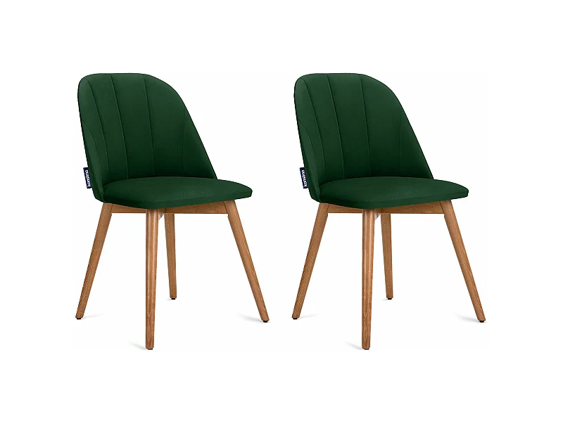 Esszimmerstühl (2er-Set) - dunkelgrün / Eiche hell - BAKERI