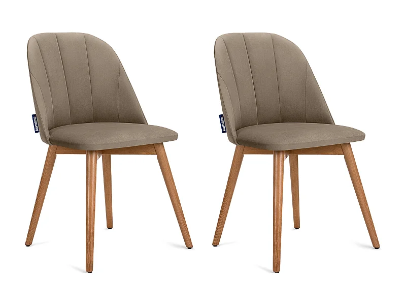 Esszimmerstühl (2er-Set) - beige / Eiche hell - BAKERI