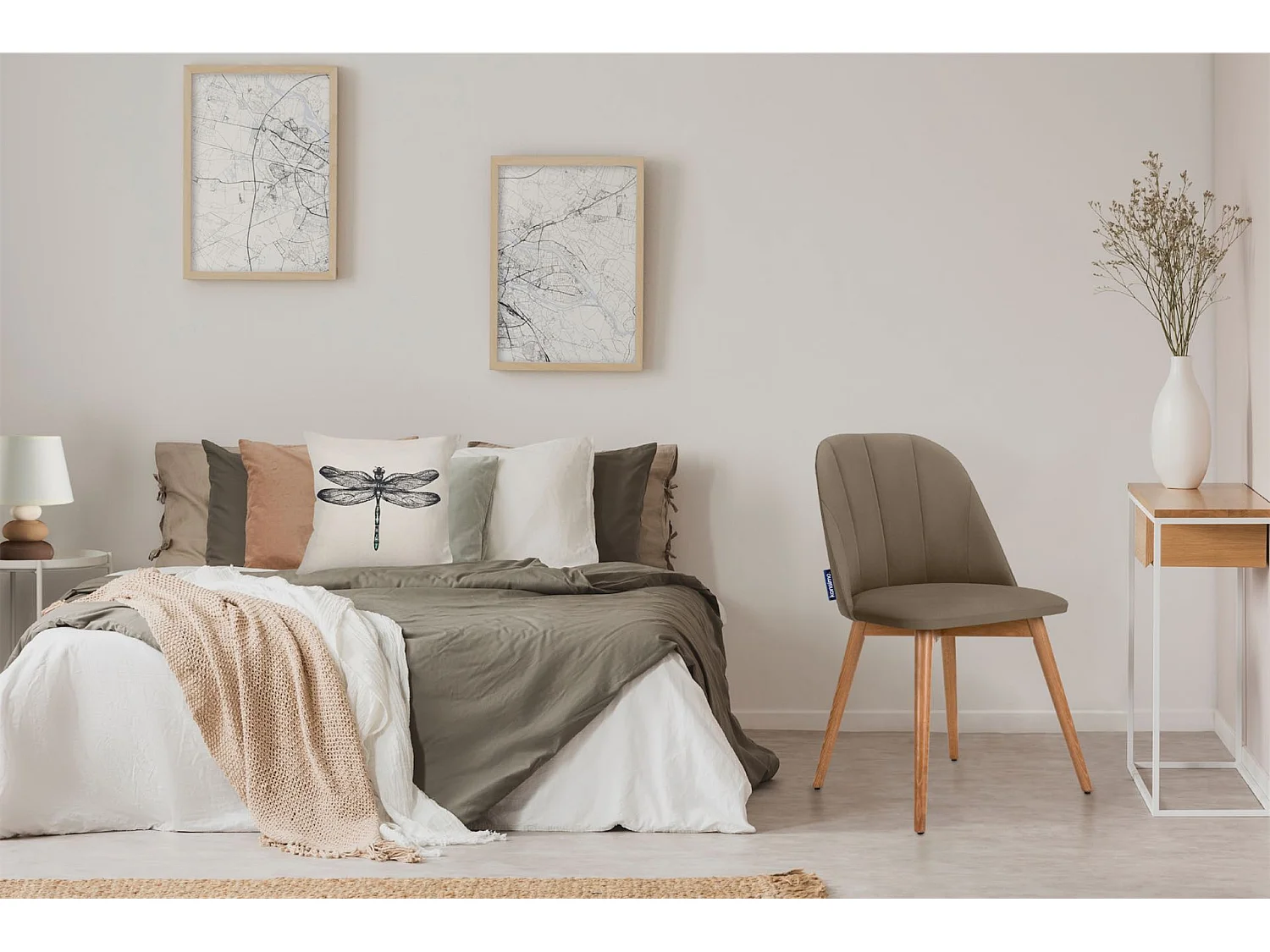 Esszimmerstühl (2er-Set) - beige / Eiche hell - BAKERI