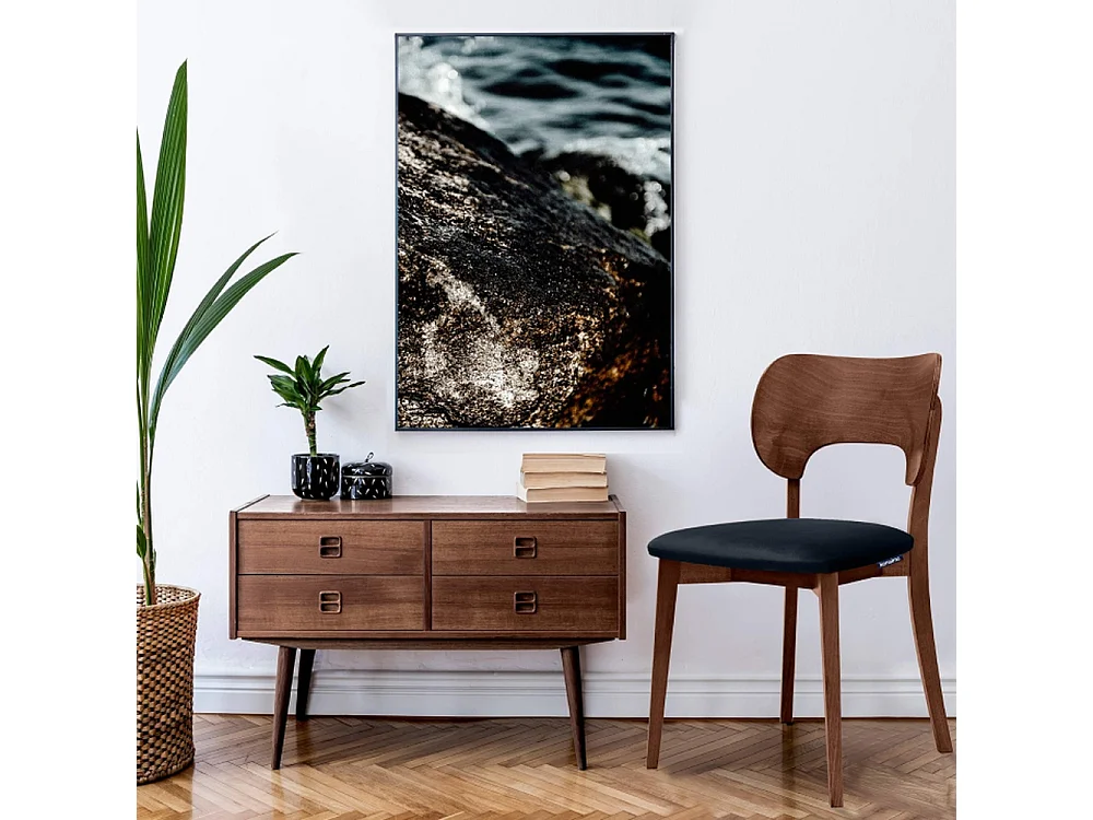 Esszimmerstühl (2er-Set) - marineblau / Walnuss mittel - LYCO