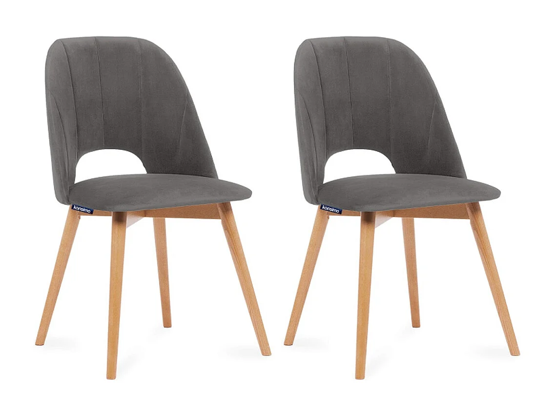 Esszimmerstuhl (2-tlg) - Grau/Eiche hell - TINO