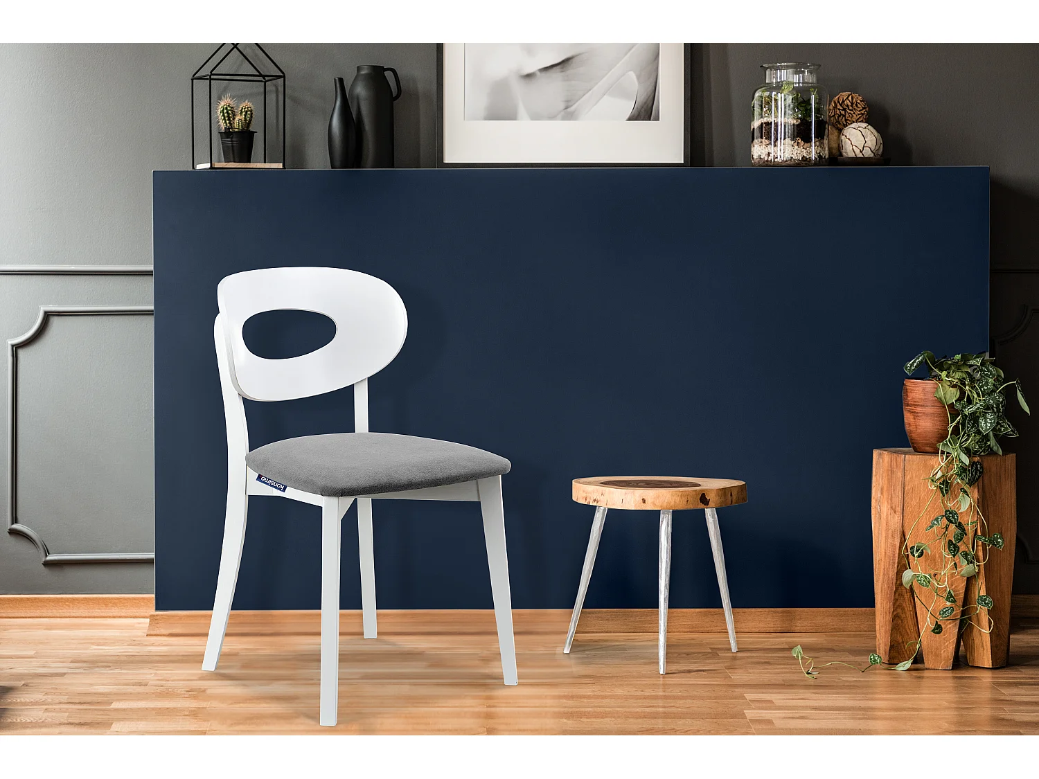 Esszimmerstuhl (2-tlg) - Grau/Weiß - TANER