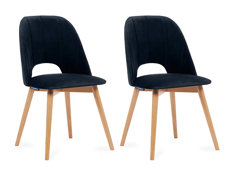 Esszimmerstuhl (2-tlg) - Marineblau/Eiche hell - TINO