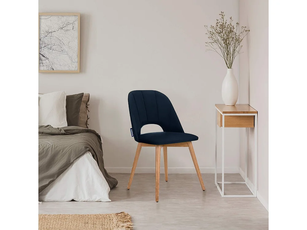 Esszimmerstuhl (2-tlg) - Marineblau/Eiche hell - TINO