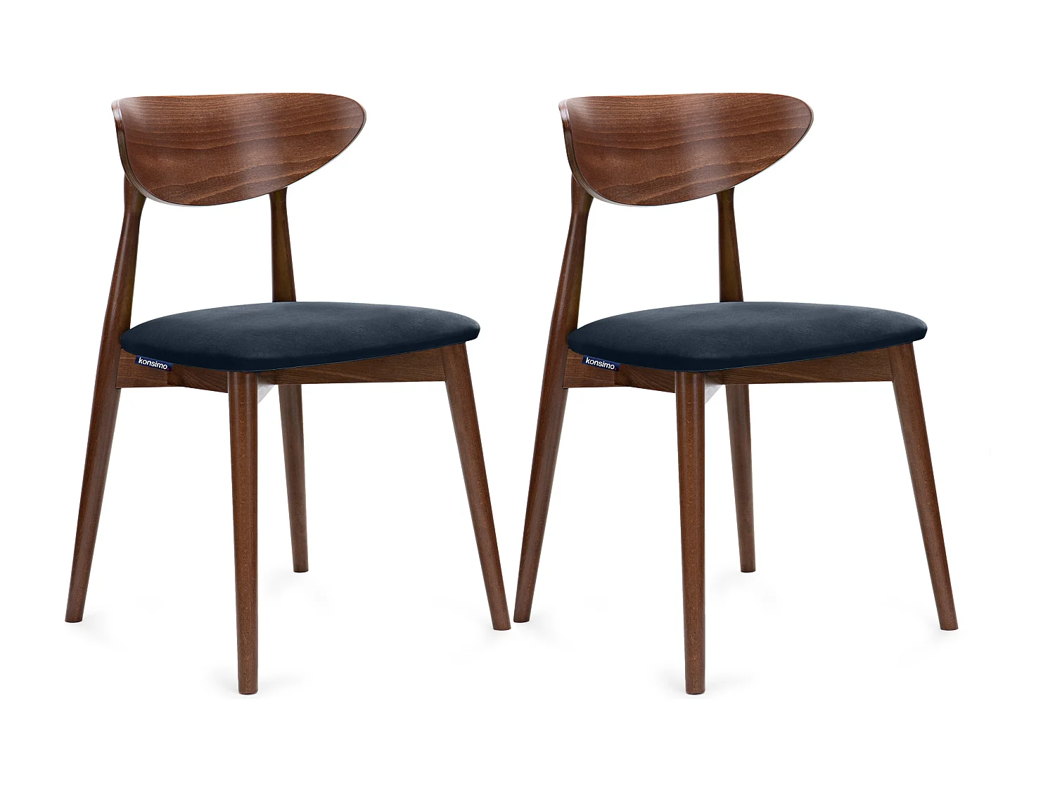 Esszimmerstühl (2er-Set) - marineblau / nussbaum mittel - RABI