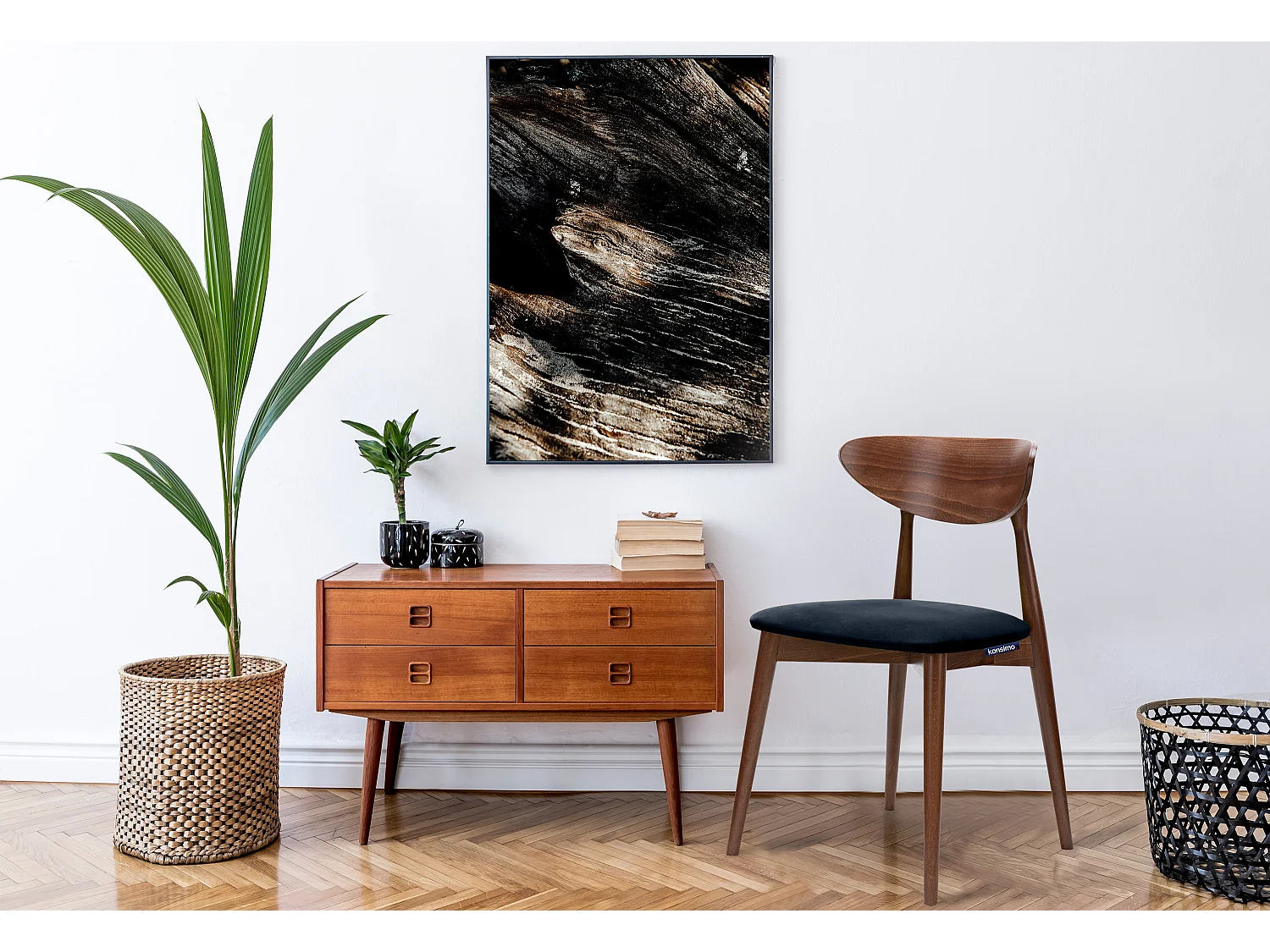 Esszimmerstühl (2er-Set) - marineblau / nussbaum mittel - RABI