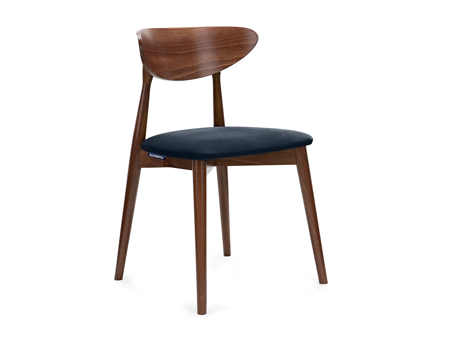 Esszimmerstühl (2er-Set) - marineblau / nussbaum mittel - RABI