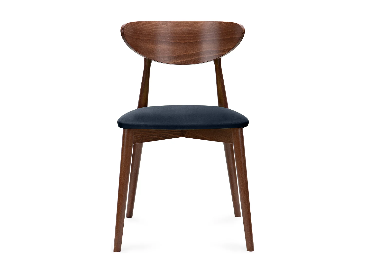 Esszimmerstühl (2er-Set) - marineblau / nussbaum mittel - RABI