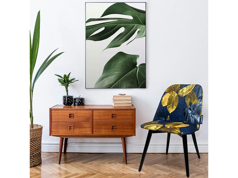 Esszimmerstühl (2er-Set) - marineblau / gold - BAKERI