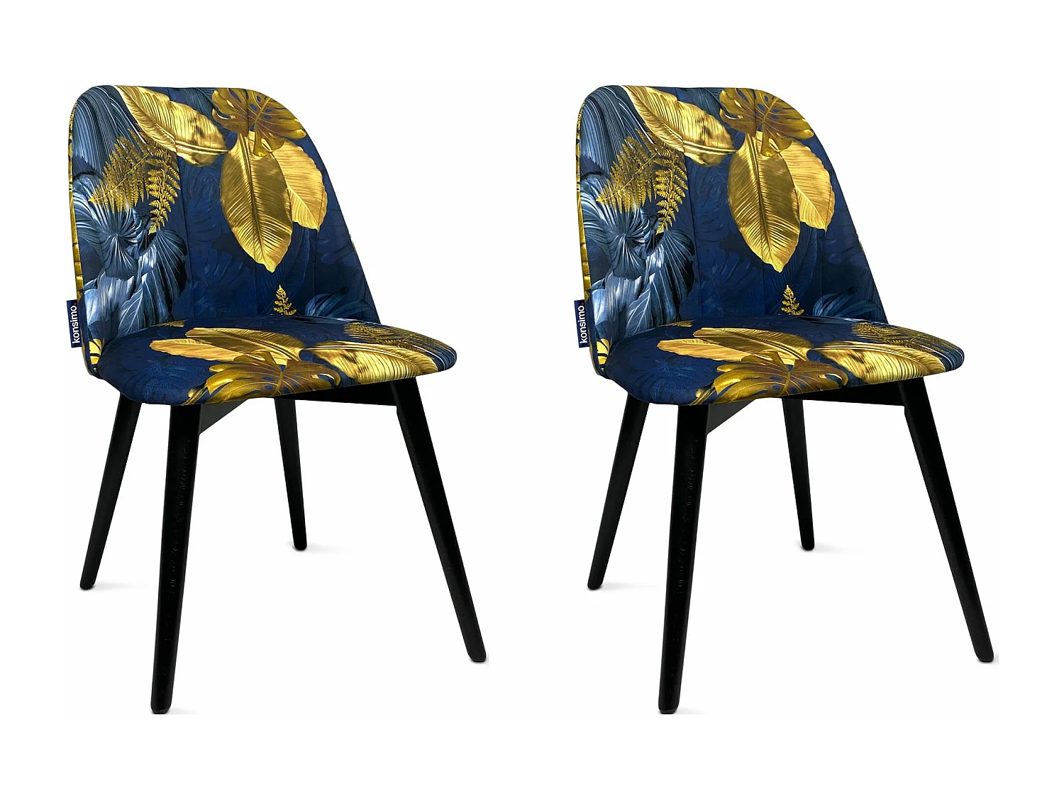 Esszimmerstühl (2er-Set) - marineblau / gold - BAKERI