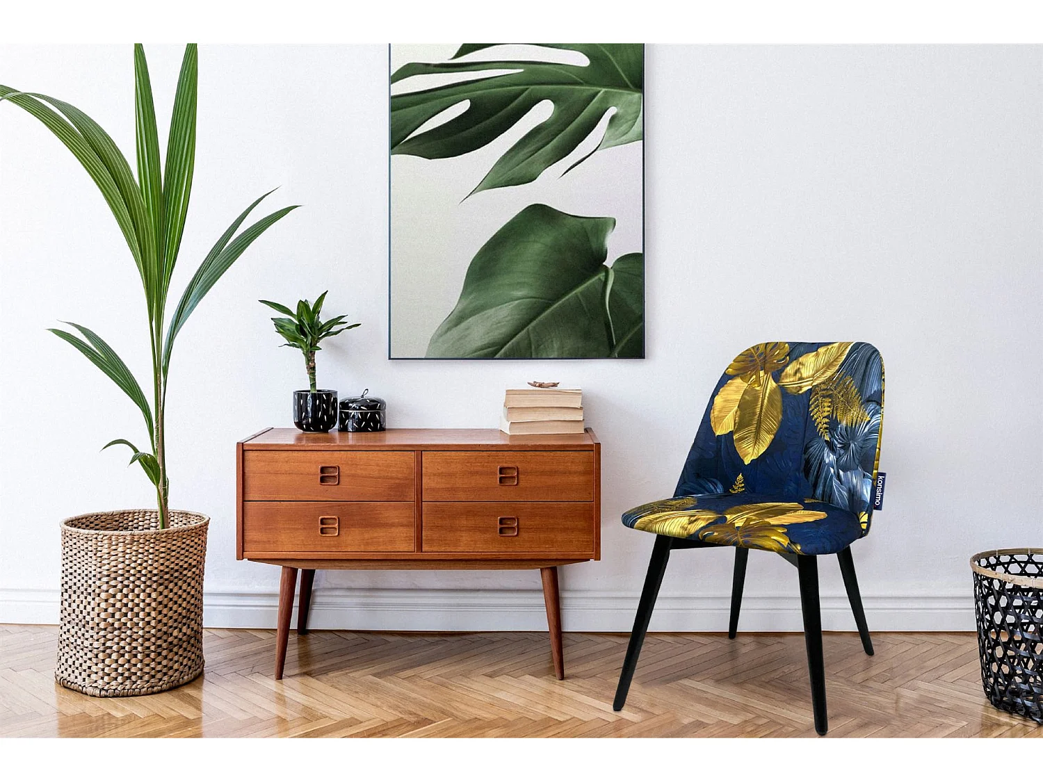 Esszimmerstühl (2er-Set) - marineblau / gold - BAKERI