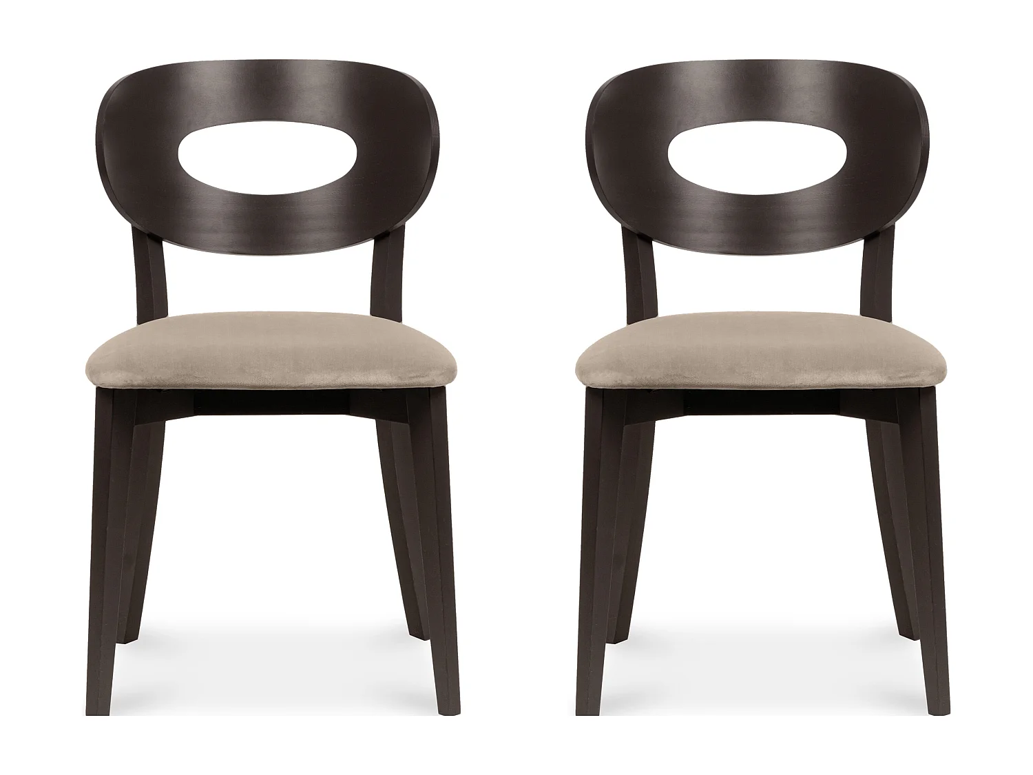 Esszimmerstuhl (2-tlg) - Beige/Wenge Dekor - TANER