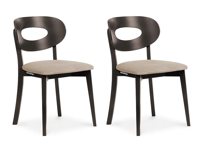 Esszimmerstuhl (2-tlg) - Beige/Wenge Dekor - TANER
