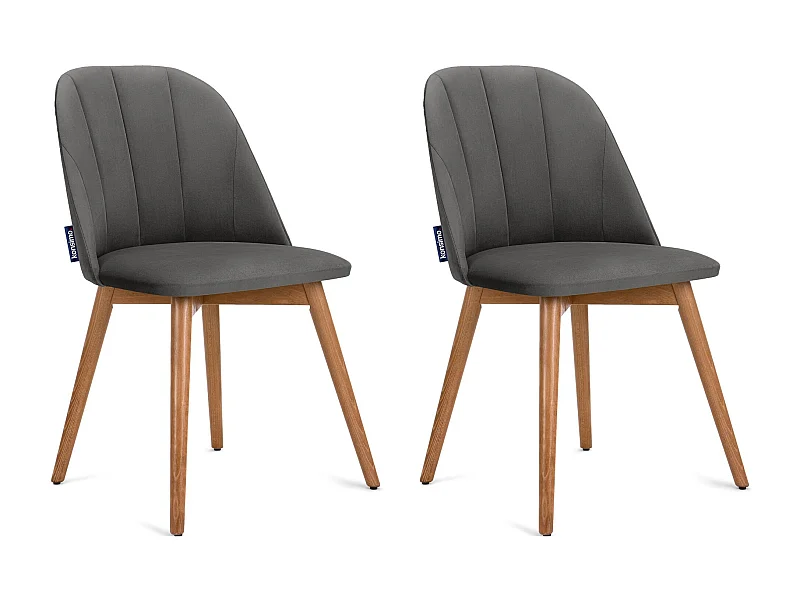 Esszimmerstühl (2er-Set) - grau / Eiche hell - BAKERI