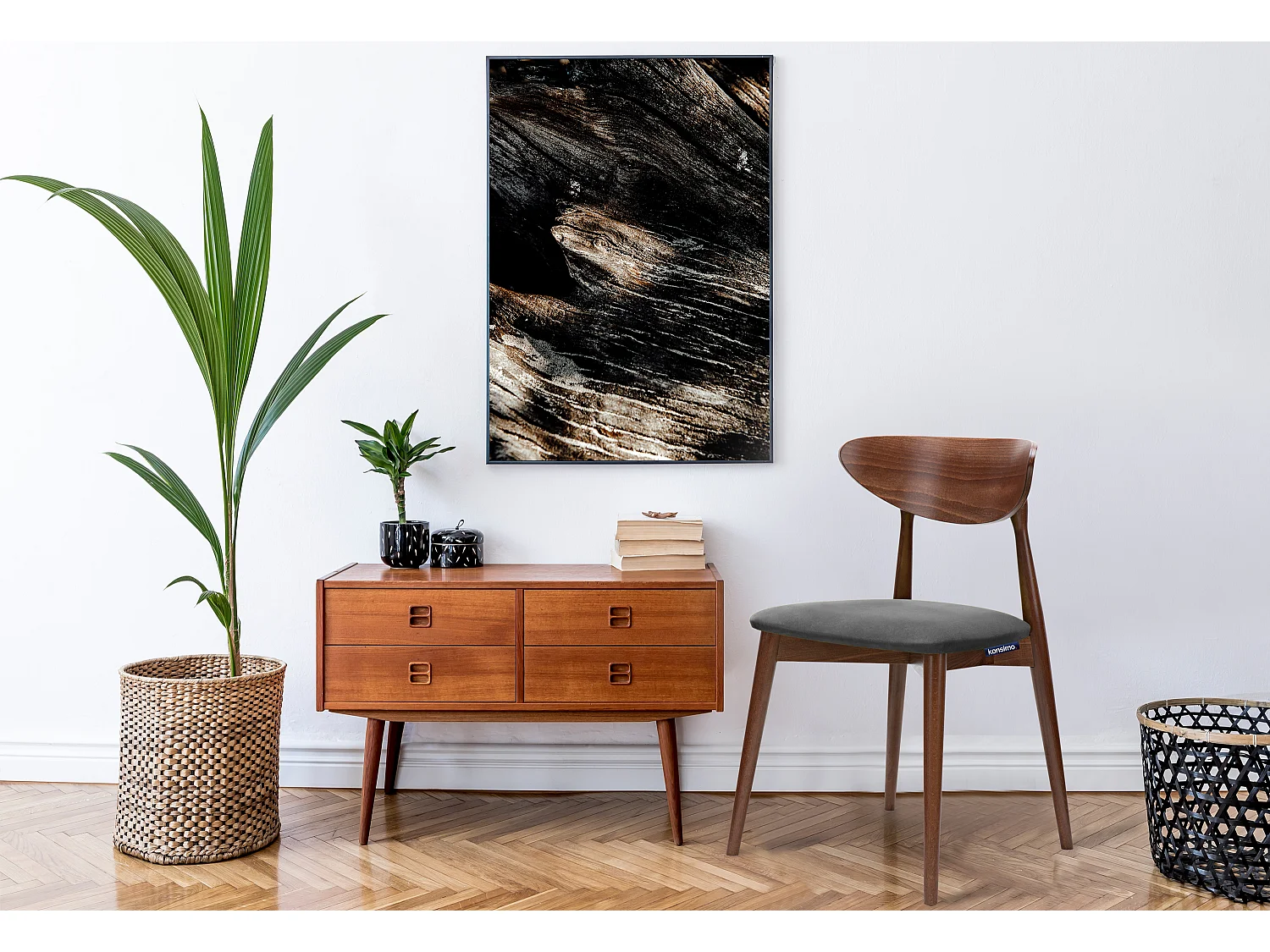 Esszimmerstühl (2er-Set) - grau / Nussbaum mittel - RABI