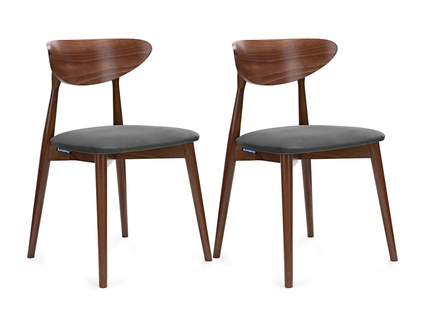 Esszimmerstühl (2er-Set) - grau / Nussbaum mittel - RABI