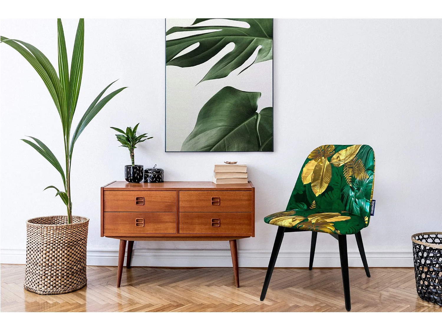 Esszimmerstühl (2er-Set) - grün / gold / schwarz - BAKERI