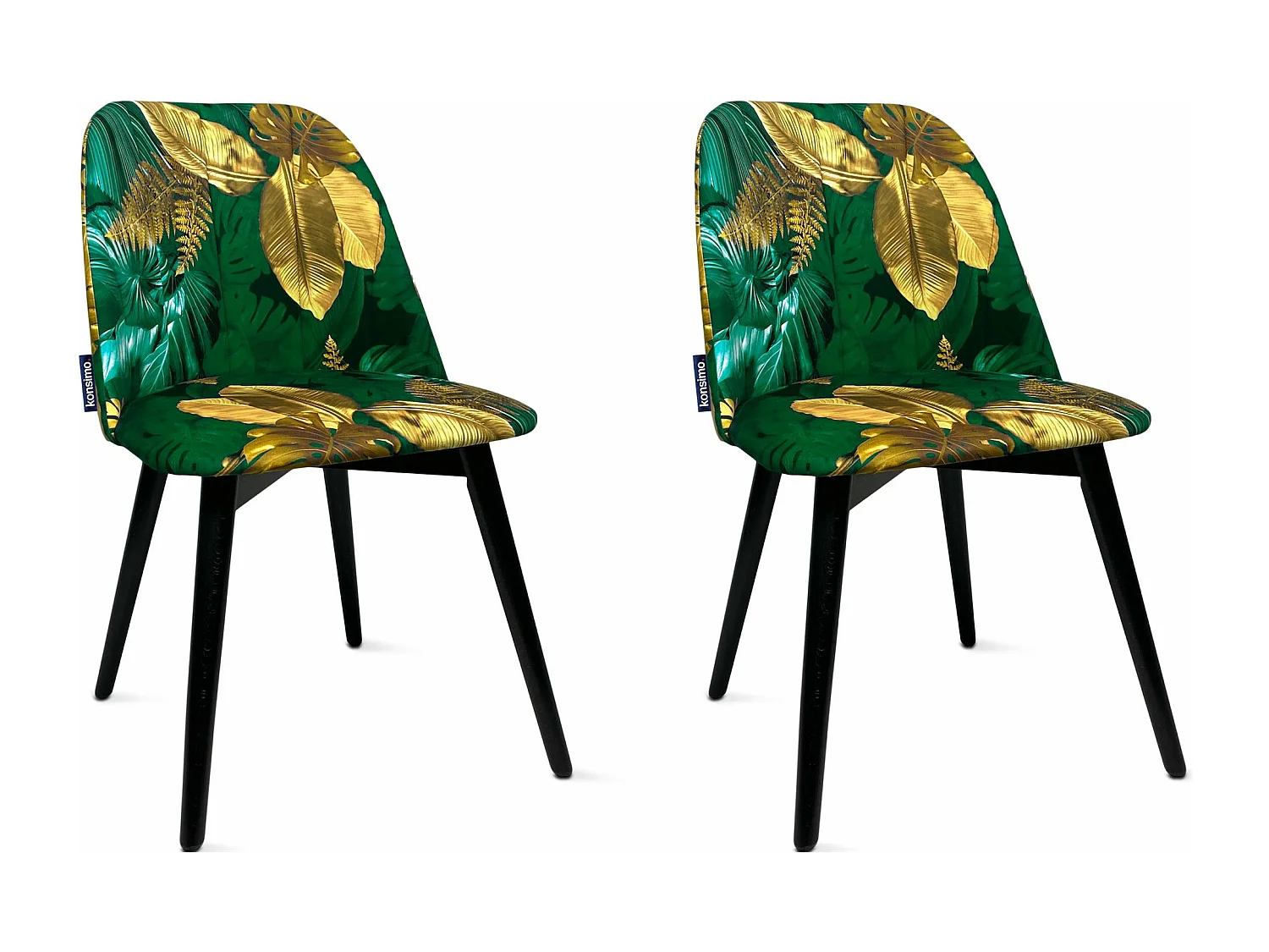 Esszimmerstühl (2er-Set) - grün / gold / schwarz - BAKERI