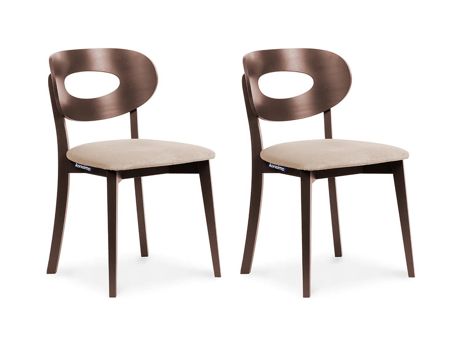 Esszimmerstuhl (2-tlg) - Beige/Mahagoni Dekor - TANER