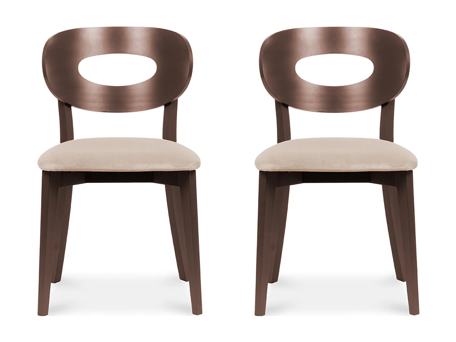 Esszimmerstuhl (2-tlg) - Beige/Mahagoni Dekor - TANER