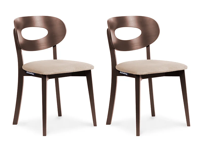 Esszimmerstuhl (2-tlg) - Beige/Mahagoni Dekor - TANER