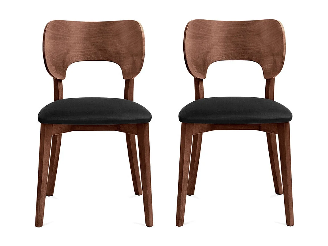 Esszimmerstühl (2er-Set) - schwarz / Walnuss mittel - LYCO