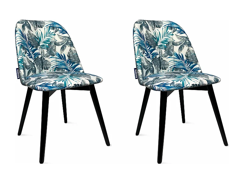 Esszimmerstühl (2er-Set) - beige / blau - BAKERI